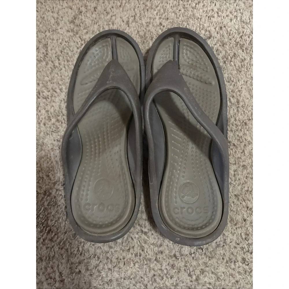 Crocs Athens Flip Flops Brown Tan Crosslite Men's 11 Comfort Sandals